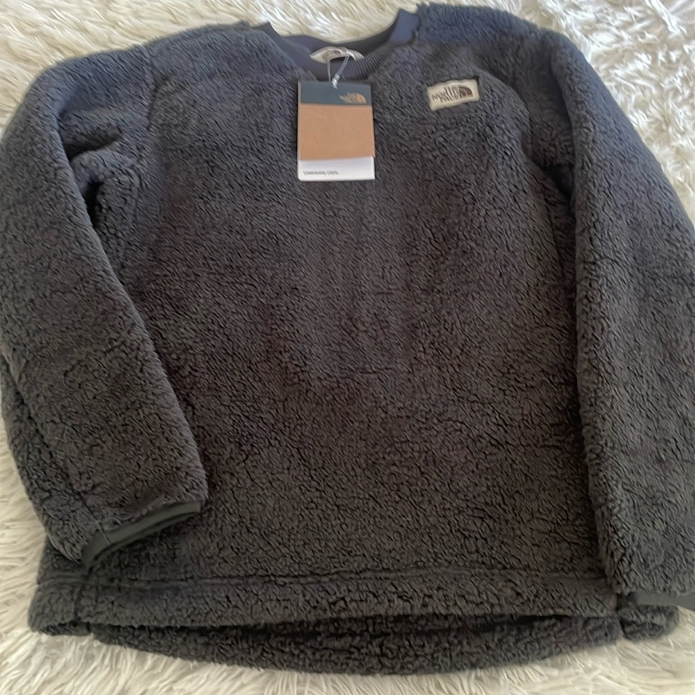 The north face kid jacket winter pullover thick fleece gray Xs